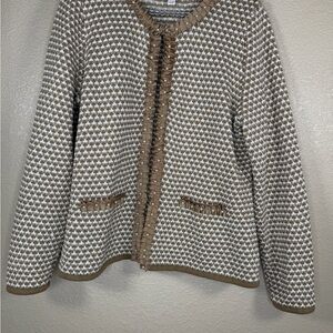 JM Collection Tan and White Textured Knit‎